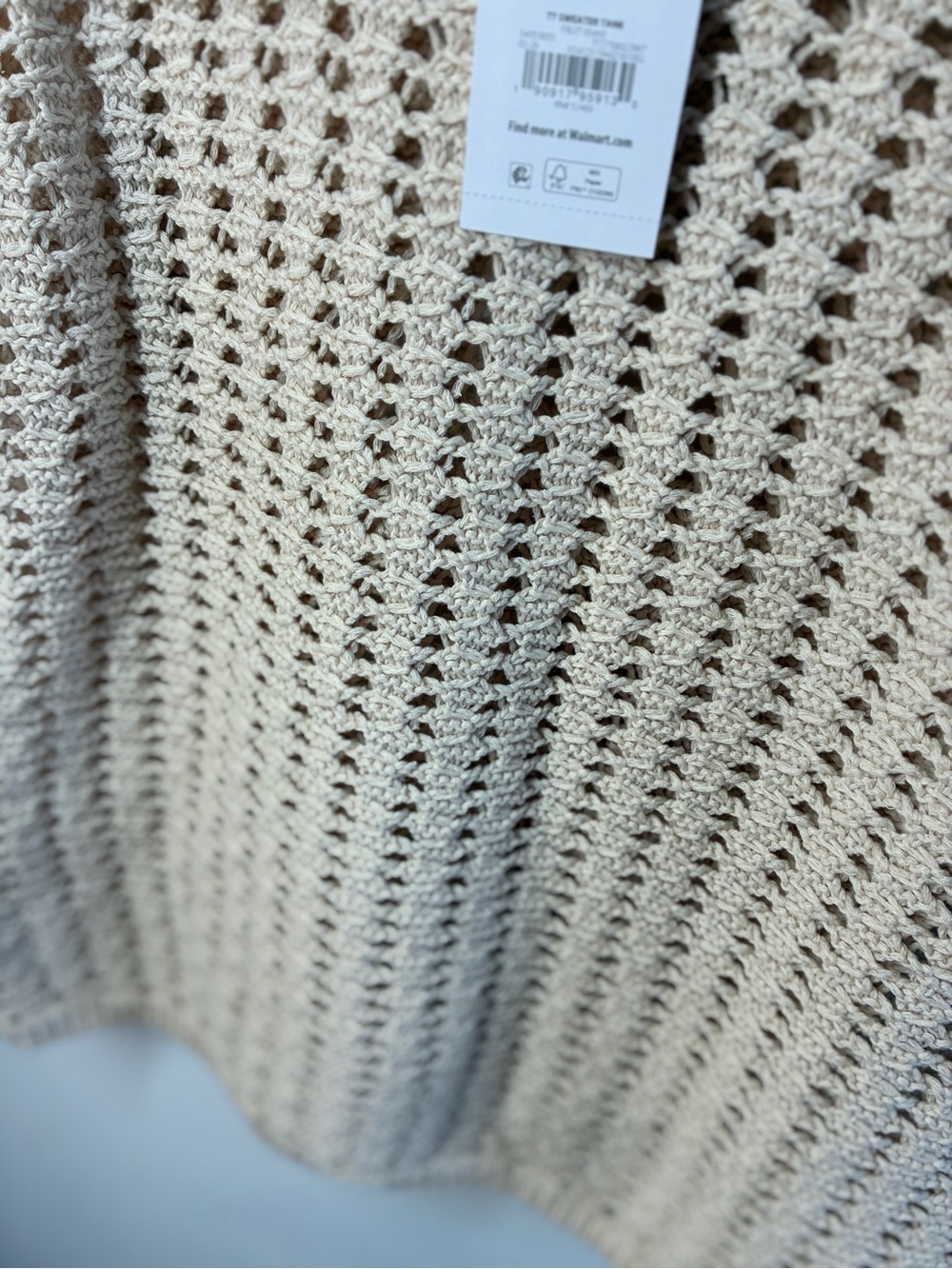 Time and Tru Open Knit Sleeveless Tank - Cream - Picture 3 of 5